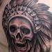 Tattoos - Black and Grey Skull and Headdress Tattoo - 91951